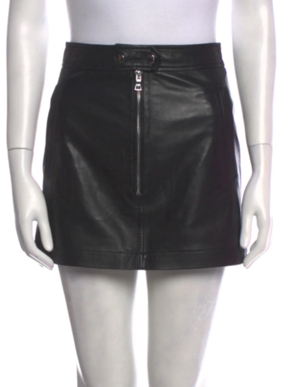 Marissa Webb Black Leather Zip-Front Mini Skirt size 0